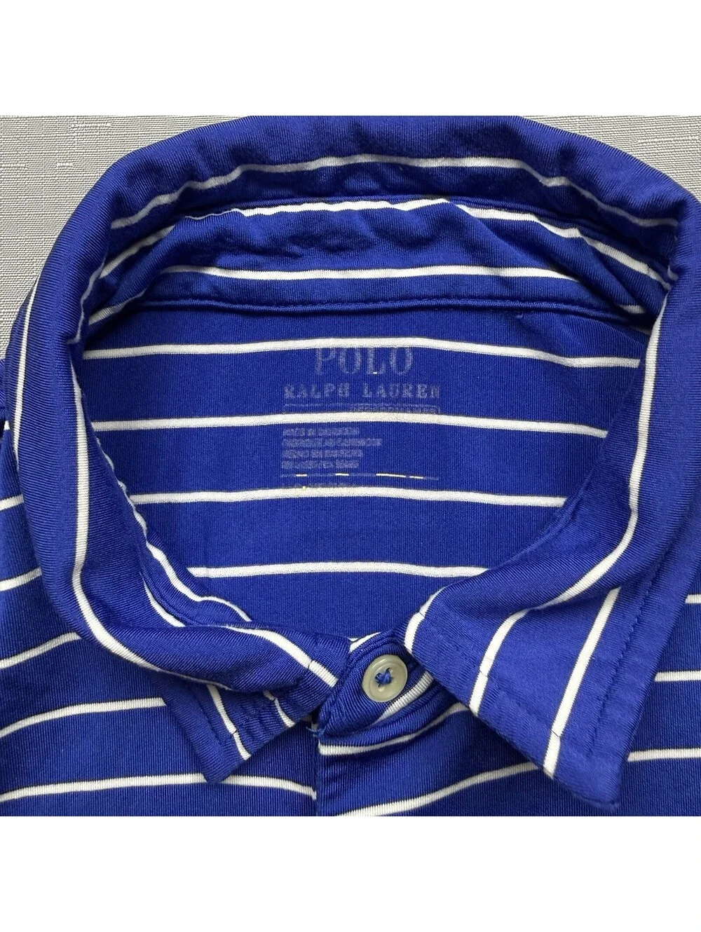 Polo Ralph Lauren Men’s XL Performance Golf Polo Shirt Blue White Striped Pony